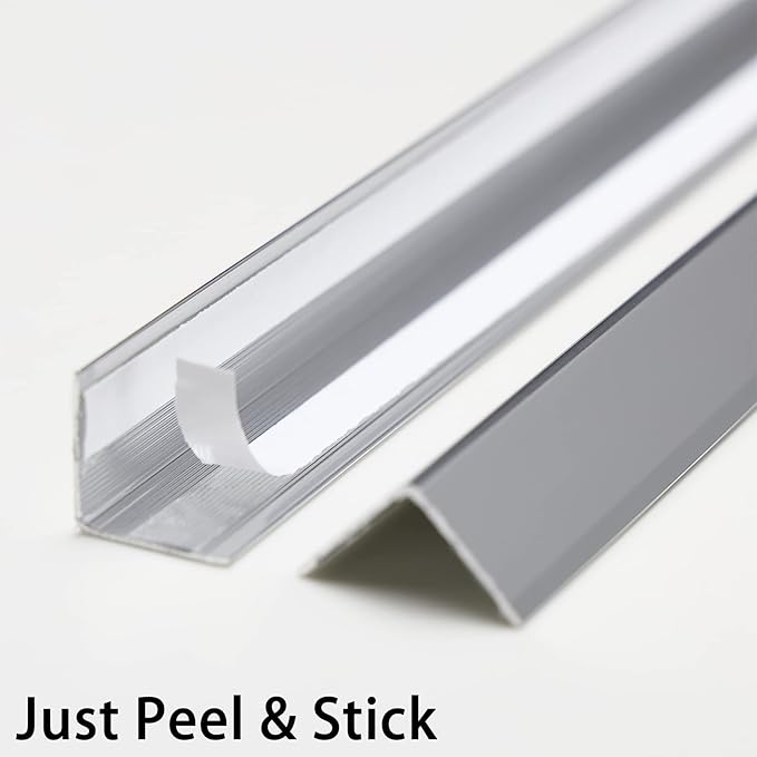 Aluminum Peel and Stick L Molding Corner Guards with 90° Angle for Wall Door Frame Cabinet Baseboard Protection and Decoration, 51.2in x 0.8in (3Pcs)