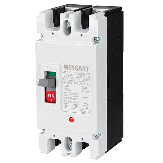 WENGART DC MCCB 500VDC WGM1PV-250,150Amp Solar DC Breaker Disconnect Switch with Arc Chutes&Flame Retardant Shell,2-Pole Protector for PV System,Battery Storage & DIY