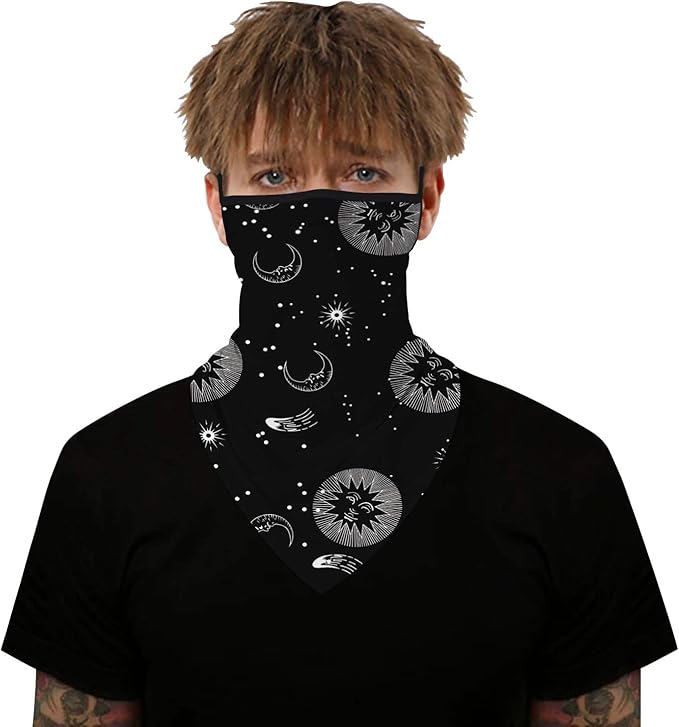 YAYOUREL Neck Gaiter Face Mask Bandanas for Men Women UV Face Scarf Cover Ear Loop Hole Facemask for Fishing Running Cycling