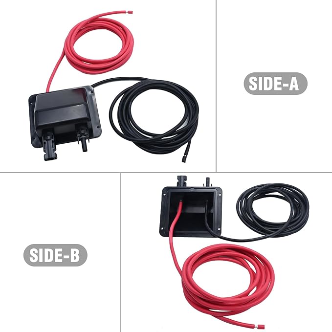 VIKKSAER Solar Cable Entry Gland Box, 10FT 10AWG Soft Solar Extension Cable and Connector, UV Resistance Dual Cable Entry Gland Housing on RVs, Caravans, Boats, Campers (Black(10FT))