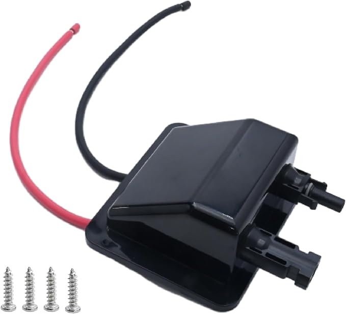 VIKKSAER Black Solar Cable Entry Gland Box, 1FT 10AWG Soft Solar Extension Cable and Connector, UV Resistance Dual Cable Entry Gland Housing on RVs, Caravans, Boats, Campers (1Ft Black)