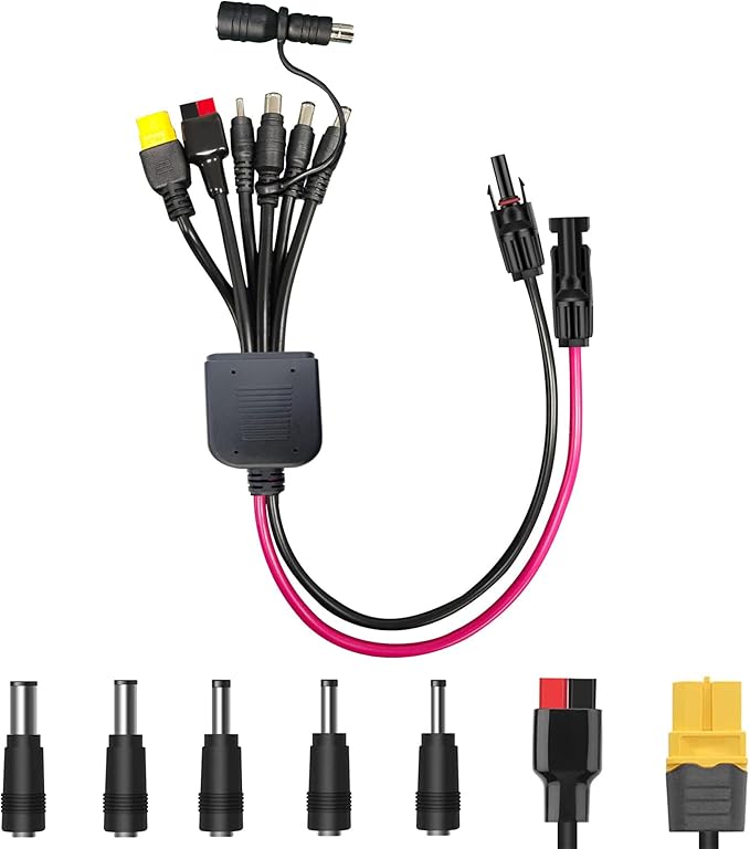 NECESPOW Solar Connector to DC 8mm Adapter Cable, Solar Panel Cable Cord with DC8020 DC7909, 14AWG Solar Charging Cable for Portable Power Station Generator