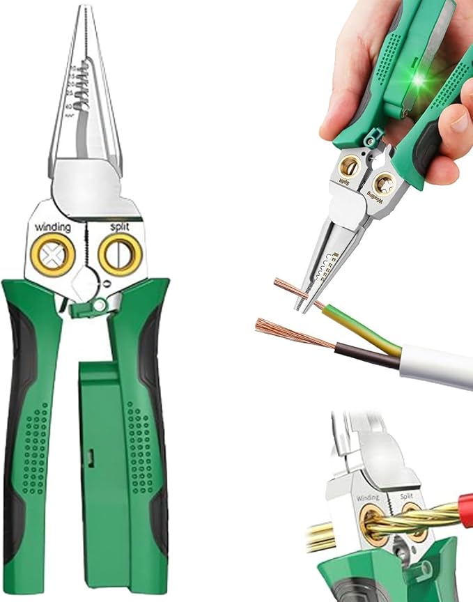 8 In 1 Wire Stripper With Voltage Tester, Multi-Function Electric Wire Stripping Tool For Cutting And Pulling Pliers, Electrician Repair Tool, Wire Strippers Electrical (Green)