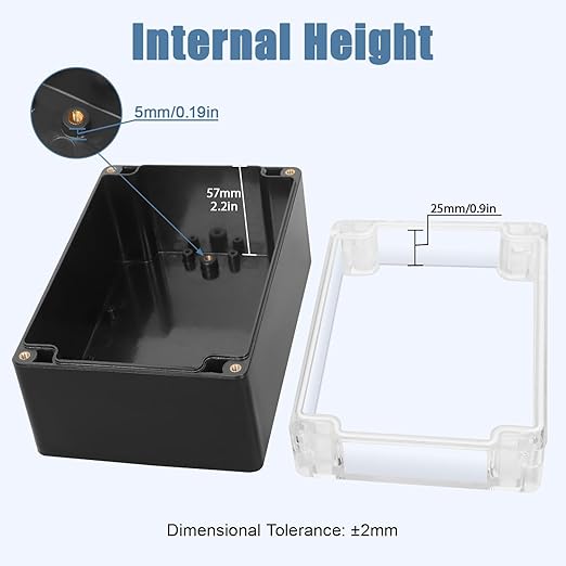 LeMotech Electrical Box Clear Cover Project Box IP65 Waterproof Junction Box ABS Plastic Case Universal Enclosure for Electronics, Black 6.2"x 4.2"x 3.5"(160x110x90mm)(Pack of 1)