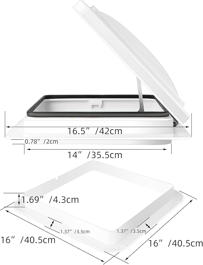 RV or Trailer Roof Vent - Manual 14" x 14"