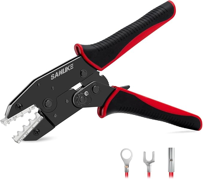 Sanuke Crimping Tool For Non-Insulated Wire Connectors-AWG 22-6 Ratcheting Wire Terminal Crimper-Electrical Crimping Tool for Non-Insulated Connectors
