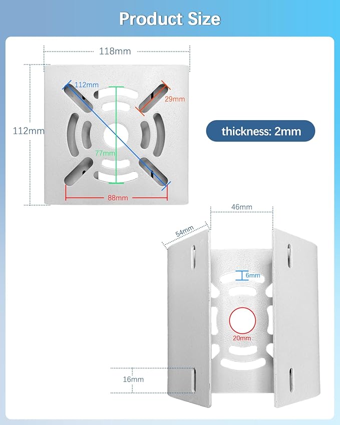 Universal Vertical Pole Corner Mount Bracket for Security Camera, Stainless Steel Pole Mount Adapter with 4 Loops, Solar Panel Clamp, CCTV Cameras Mounting Brackets