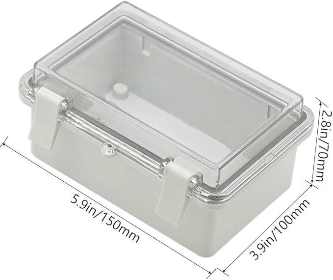 Zulkit 2pcs Junction Box ABS Plastic Dustproof Waterproof IP65 Electrical Boxes Hinged Shell Outdoor Universal Project Enclosure Clear Cover with 2 Cable Glands 5.9 x 3.9 x 2.8 inch (150x100x70 mm)