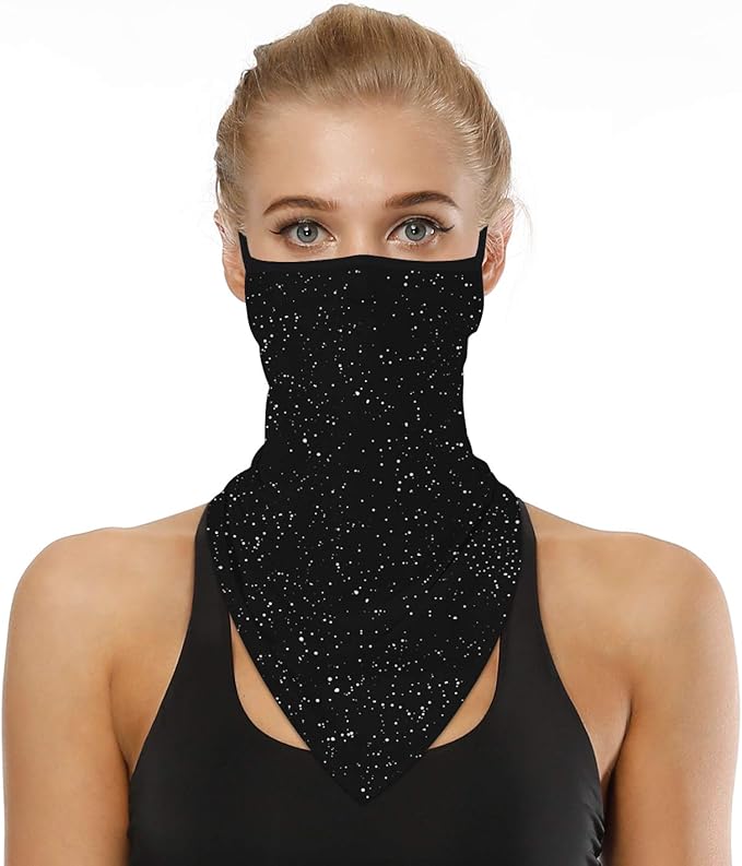 YAYOUREL Neck Gaiter Face Mask Bandanas for Men Women UV Face Scarf Cover Ear Loop Hole Facemask for Fishing Running Cycling