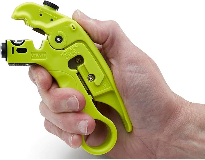 trueCABLE Wire Stripping and Cutting Tool for UTP, FTP, STP, Cat5e, Cat6, Cat6A Ethernet, RG59, RG6, RG7, RG11 Coax Cable, Adjustable Blade Depth