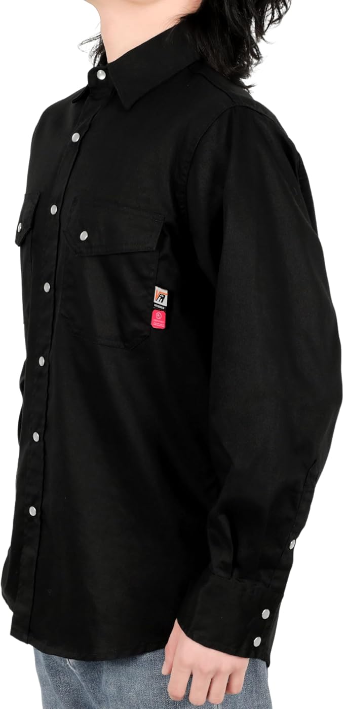 VATRENUS FR Shirts for Men 6.5oz Button Down Flame Resistant 100% Cotton Men's Pre-Washed Fire Retardant Work Shirt