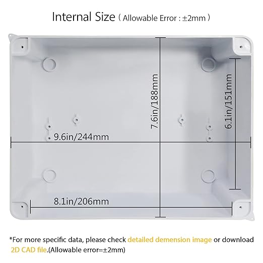 LeMotech Junction Box, Electrical Box IP65 Water Resistant Dustproof ABS Plastic Project Enclosure for Electronics White 10 x 7.9 x 4.7 inch