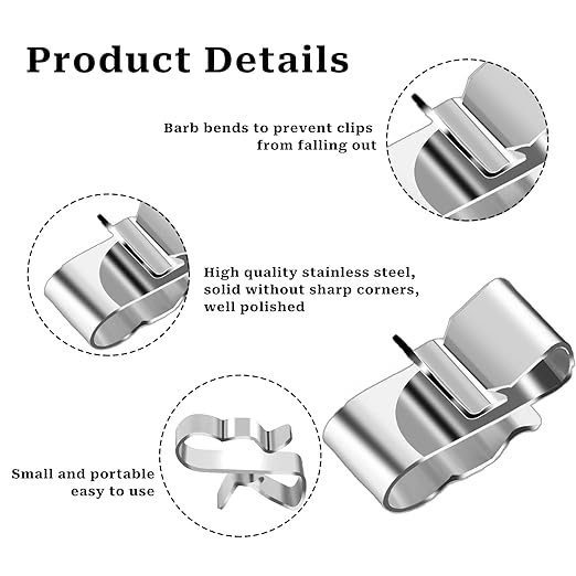 50 Pcs Trailer Wire Clips,Metal Cable Clips Stainless Steel Clips Solar Panel Wire Clip Double Wire Clips Trailer Wire Clamps for PV Wiring Boat Cable, Boat Trailer 22.5 mm/ 0.89 Inch