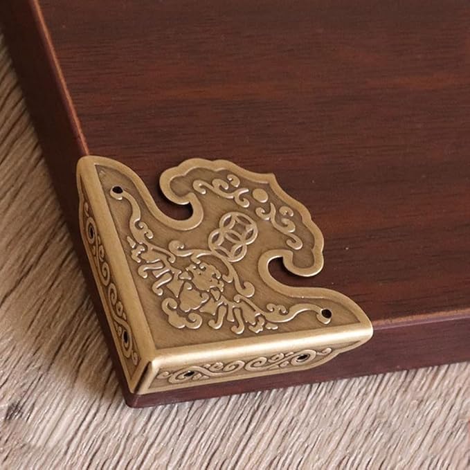 Metal Corner Guard，glrovazas Box Corner Protectors 4Pcs Metal Decorative Corner Guard Edge Safety Guard Cabinet Corner Bumpers for Case Wooden Box Furniture Hardware
