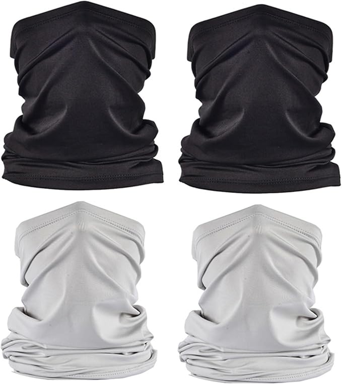 UV Face Cover Neck Gaiter Mask Dust Protection Magic Scarf Wind Bandana Balaclava for Summer Running Fishing 4 PCS