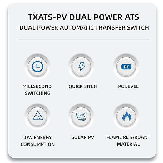 Dual Power Automatic Transfer Switch Uninterruptible Power 2P 63A 100A 125A Photovoltaic Automatic Changeover Switch ATS PV Solar Inverter UPS Toggle Switch (100A)