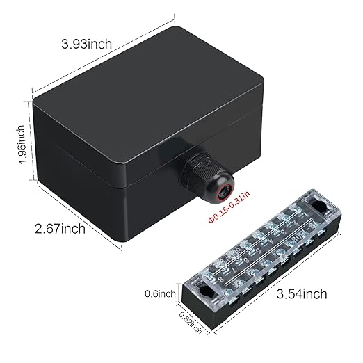 ABS IP67 Waterproof Dustproof Electrical Junction Box, with 15A 600V Barrier Terminal Cable Connector, 1IN/1Out Power Junction Box（3.93 * 2.67 * 1.96in）