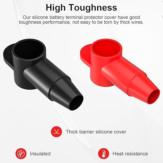 BetyBedy 10 Pack Silicone Battery Terminal Covers for 10-4AWG Wire, Insulated Battery Terminal Protectors for 1/4", 5/16", 3/8" Battery Post, Battery Stud and Power Junction Blocks Cover