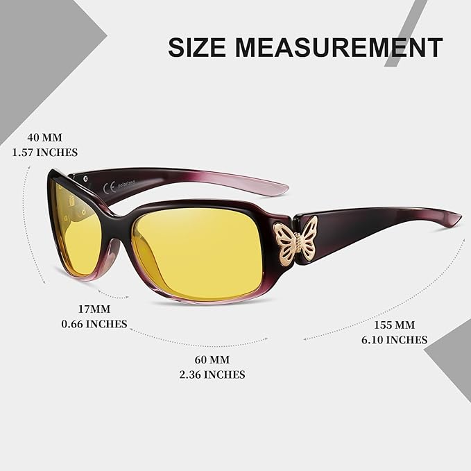 HAOLOTA Night Vision Driving Glasses Women Anti Glare Polarized, Wrap Around Nighttime Safety Glasses UV Protection