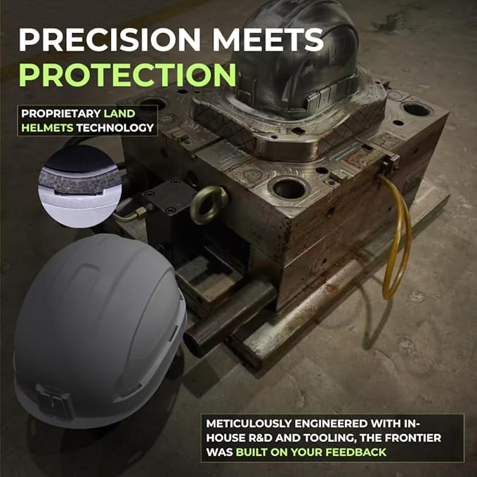 Land Helmets Frontier Type 2 Class C Vented Safety Helmet - ANSI/ISEA Z89.1 Type II OSHA Compliant Hard Hat. Used in Construction, Arbor, and Industrial Work.