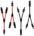 2 Pairs Solar Connectors Y Branch Parallel Adapters 10AWG Cable for Solar Panel (Red & Black)