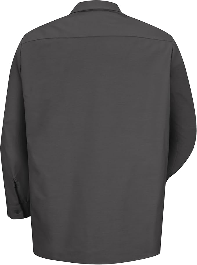 Red Kap Men's Long Sleeve Industrial Work Shirt | Moisture Wicking Button Up, Wrinkle Resistance Fights Fading & Stains