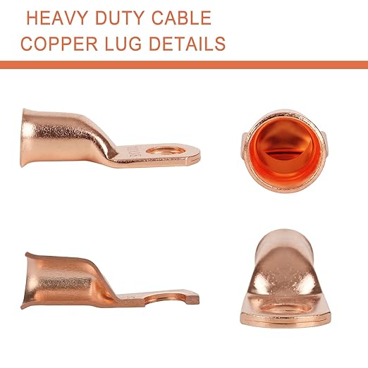 296 Pcs Pure Copper Ring Terminal Kit (8-1/0 AWG) - 144 Battery Lugs (1/4″, 5/16″, 3/8″, 1/2″) with 152 Heat Shrink Tubes for Multi-Gauge Wire in Automotive, Inverter, Marine, RV Applications