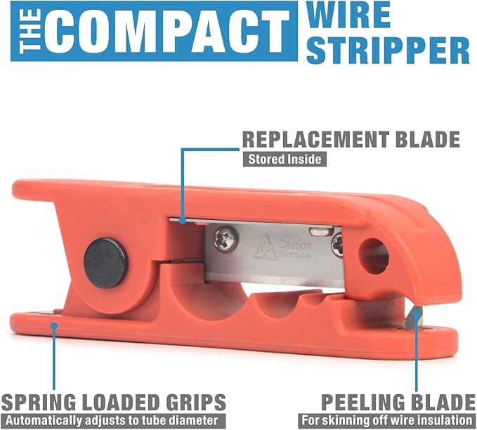 iCrimp ICP-240 Cable Stripper for AWG 12 to 4/0 Round Cables, Radial Wire Stripper with 2 Extra Blades