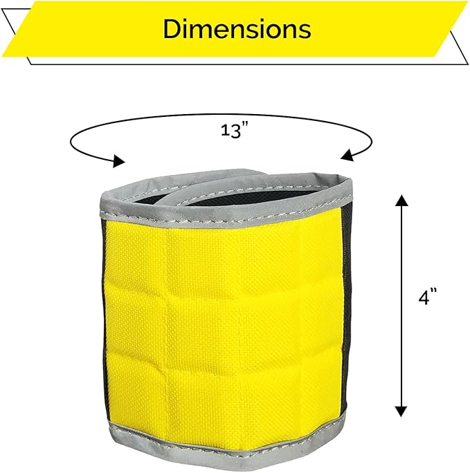 BYKES Magnetic Wristband for Holding Screws, Nails & Tools | Strong Magnetic Extra Large Tool | Portable DIY Magnetic Wristband | Wide Surface Magnet | Heavyduty Tool Gift for Handyman | Yellow/Gray