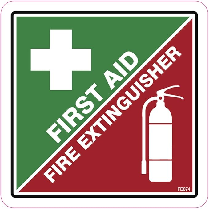 First Aid Fire Extinguisher Stickers - 6 Pack