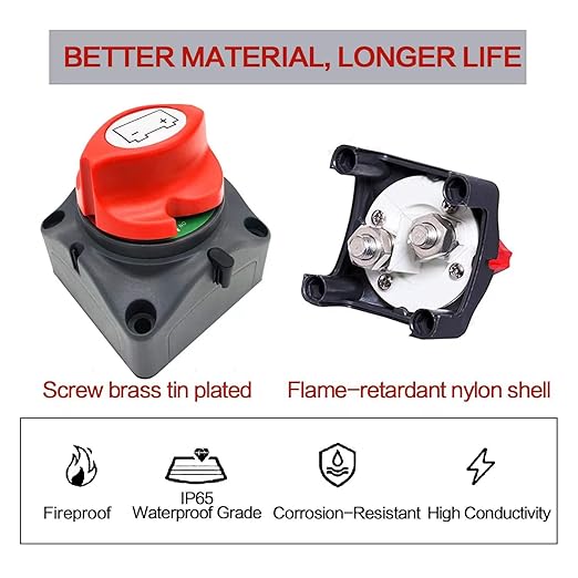 Battery Disconnect Switch 12V 24V 48V Master Isolator Cut Off Switch for Marine Boat Car Truck Camper RV Trailer Vehicles Engine Application (On/Off)