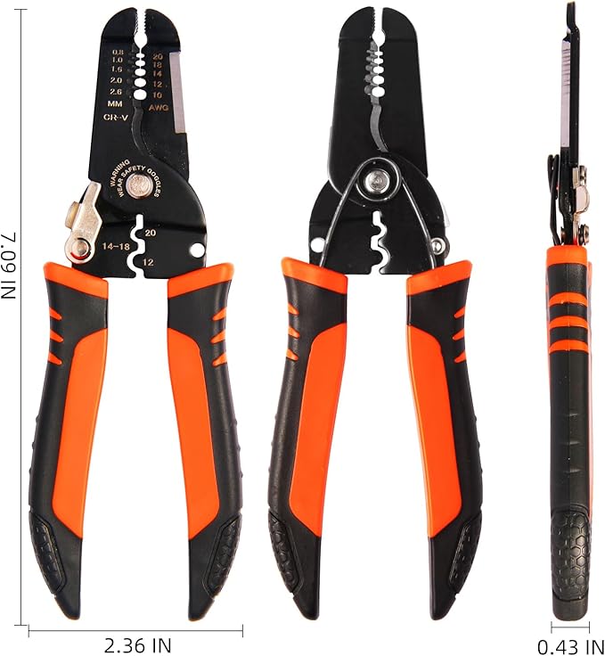 Wire Stripper, 3-rd Generation Wire Strippers or Crimping Tool, 5-IN-1 Wire Crimper or Cutter, 10-20 AWG Electric Wire, Multi-Function Hand Tools