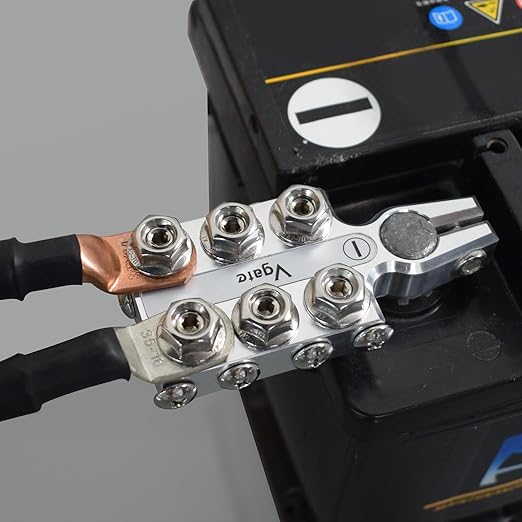 Vgate 16-Way Lead Acid Battery AGM Post Terminal Ends, Distribution Block Bus Bar, 8AWG up to 4/0(XL) AWG Gauge, Positive & Negative for SAE/DIN/EN Tapered Top Post