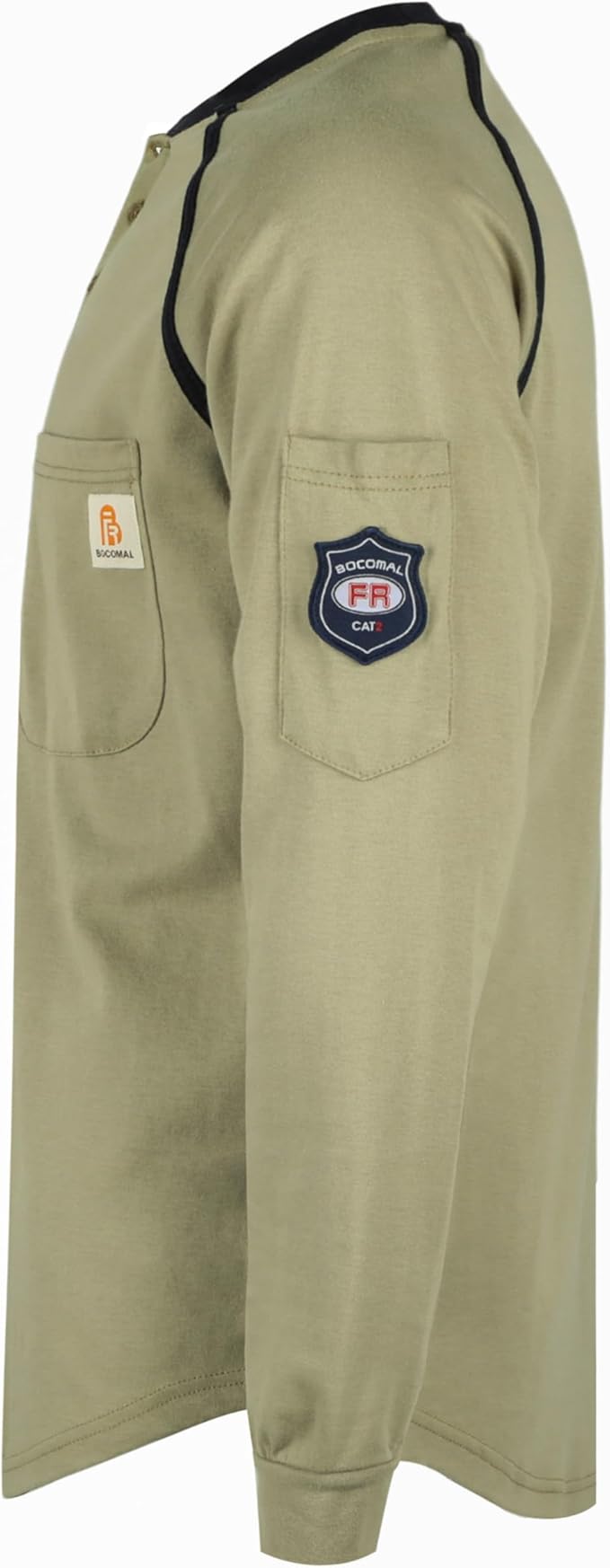 BOCOMAL FR Shirts 5.5oz Light Weight Henley and Short Sleeve Flame Resistant/Fire Retardant Clothing Shirt