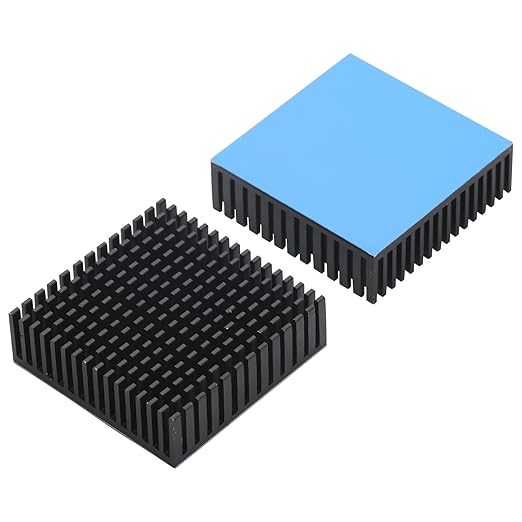 2PCS 50mm Black Aluminum Heat Sink with Thermal Conductive Adhesive Tape, 50×50×15mm Heatsink Cooler for Cooling VRM GPU Stepper Driver 3D Printer Stepper Motor TEC1-12706 Thermoelectric Peltier