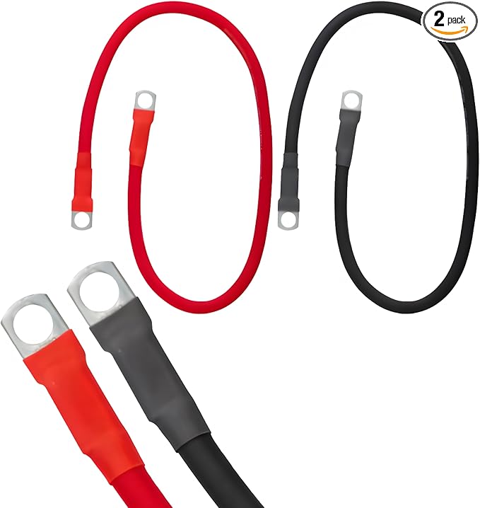 InstallGear 2ft Red/Black 4 Gauge OFC Battery Power Inverter Cables (2ct) - 4 Gauge OFC Wire - Battery Cable for Car Stereo, Solar, Auto, RV, Marine & Welding