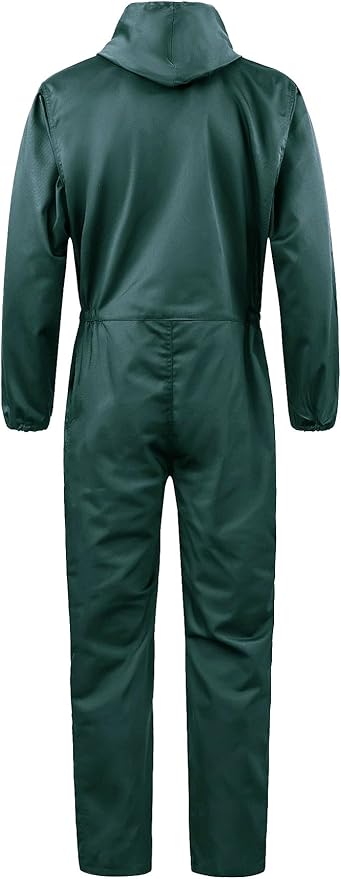 Men's Long Sleeve Zip-Front Coverall Lightweight Work Coveralls Mechanic Overall Jumpsuit with Hood