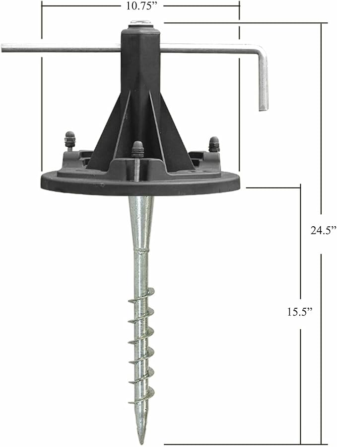 Gama Sonic 10 in. Solar Lamp Post Installation Kit with EZ-Anchor In-Ground Auger and Built-in Leveling Tool, Black, 30001