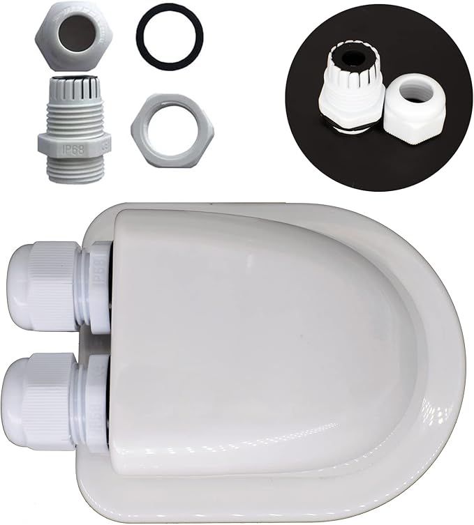 AUTOXBERT IP68 Weatherproof Solar Cable Entry Gland Solar Panel Wire Box RV Roof Top Junction Box Solar Double Cable Through Entry Housing for RV Marine Boat Caravan Campervan Travel Camper Van