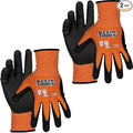 Klein Tools 60582 Work Gloves, Knit Dipped Cut Resistant ANSI A1 Nitrile Coated Gloves, Nylon-Spandex, Touchscreen Capable, X-Large, 2-Pair