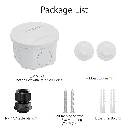 LeMotech Junction Box, Electrical Box IP55 Water Resistant Dustproof ABS Plastic Project Enclosure for Electronics White, External Size D2.9 x H1.7 inch