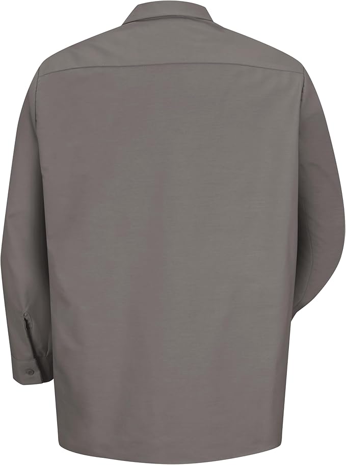 Red Kap Men's Long Sleeve Industrial Work Shirt | Moisture Wicking Button Up, Wrinkle Resistance Fights Fading & Stains