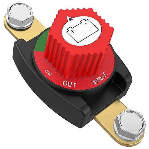 Side Post Battery Disconnect Switch, CNAODUN Battery Disconnect Switch12-48V, Car Battery Disconnect Switch for Car RV Boat and Vehicle(On/Off) Knob Removable