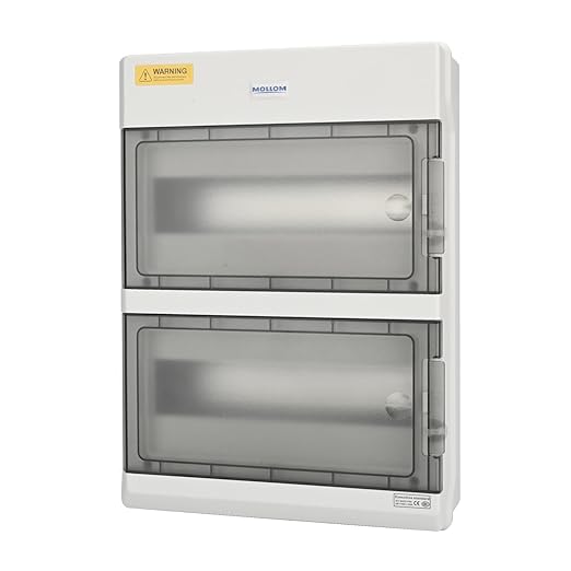 Mollom 24 Way Power Distribution Box with Bus Bars and Din Rail for Miniature Circuit Breaker MCB, Waterproof IP66.Padlock Available for Indoor and Outdoor Use