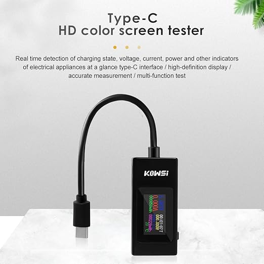 diymore USB C Tester Power Meter,Digital Multimeter, Type C Voltage and Current Tester Meter, Power Bank Capacity,Working Time Ammeter Voltmeter USB Cable Charger Detector LED Display