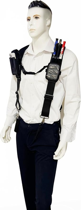 Tool Belt Suspenders for Work Belt Heavy Duty Padded with Magnetic WristBand Attachment Loops for Men
