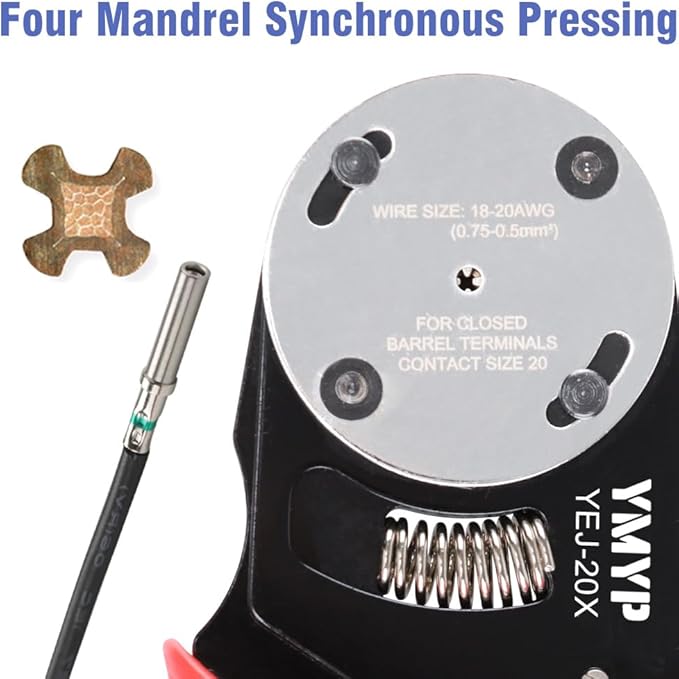 Deutsch Closed Barrel Crimper Size 20,4 Way Indent,8 Impression Type for Deutsch DTM Solid Contacts Gage 20-18 AWG(YEJ-20X)