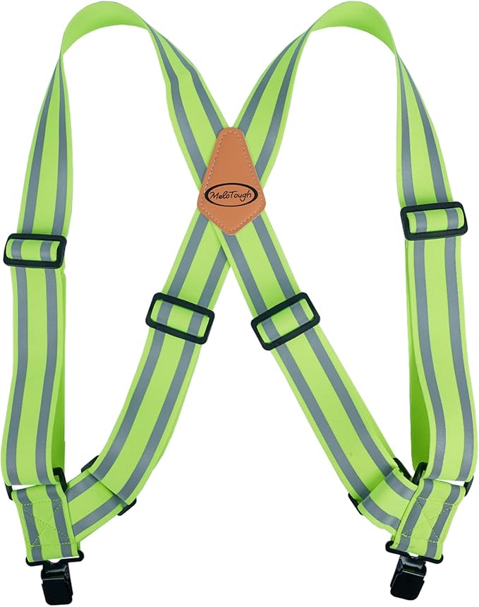 MELOTOUGH Reflective Safety Suspenders|Work Suspenders with Hi Viz Reflective Strip Hold Up Tool Belt Suspenders