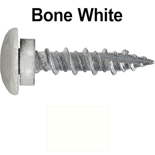 10 x 1 Bone White - Low Profile Star Head Roofing Screws - HI-LO Thread - Metal to Wood - T25 Torx Drive Head - EPDM Washer. 1 x 250 Count Bag - 250 Screws