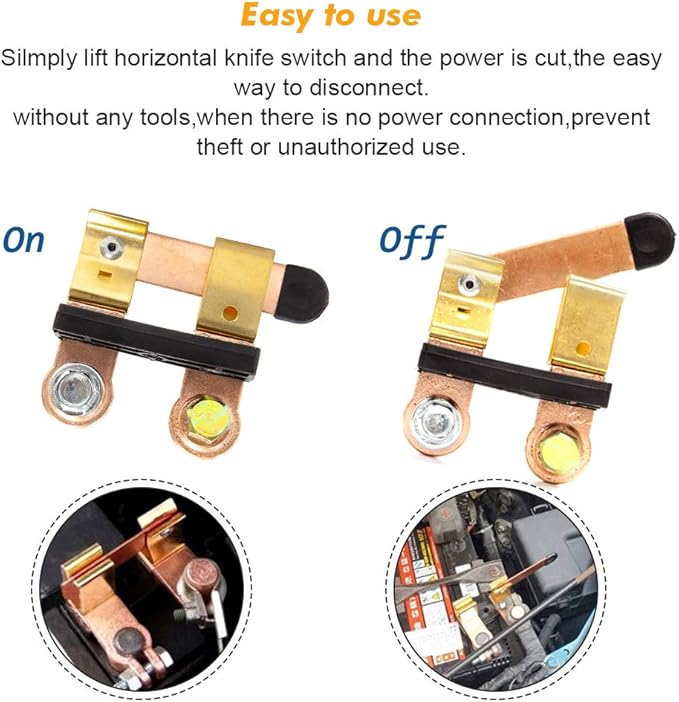 Side Post Battery Disconnect Switch 12-24V 250A for Auto Car RV ATV Boat Vehicles Truck Battery Doctor One Blade Switch Heavy Duty Disconnect Cutoff Shutoff